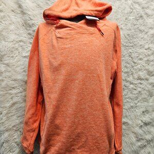 Donkey Andy Man's Orange Lightweight Polar Fleece Hooded Pullover Sweatshirt XXL